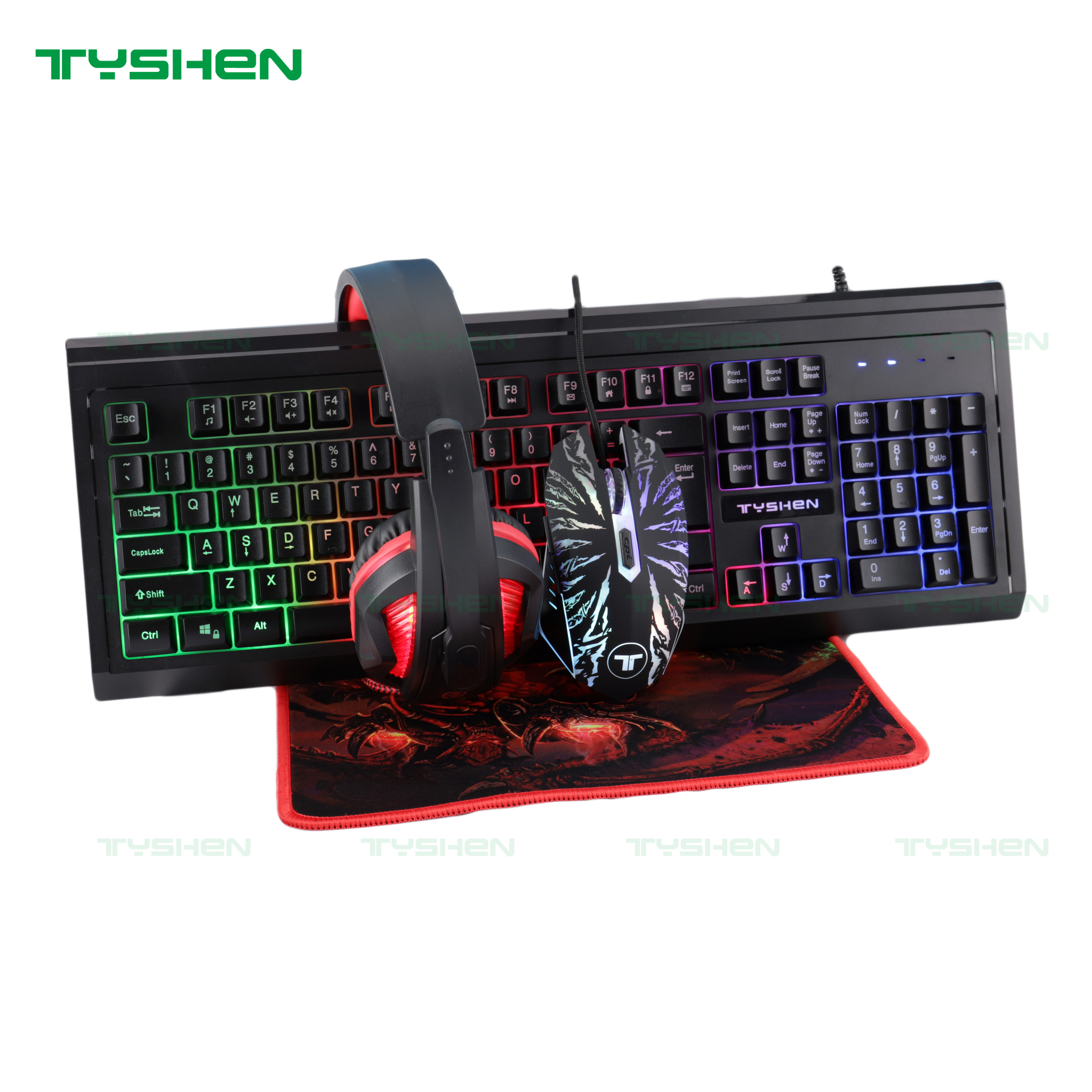 Gaming Combo 4 in1,Mous,Keyboard,Mouse Pad,Headset