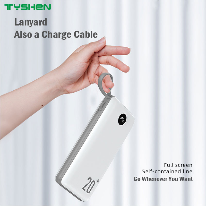 Power Bank 20000mAh with Screen&Built-in Cables, Universal to All Phones&Devices