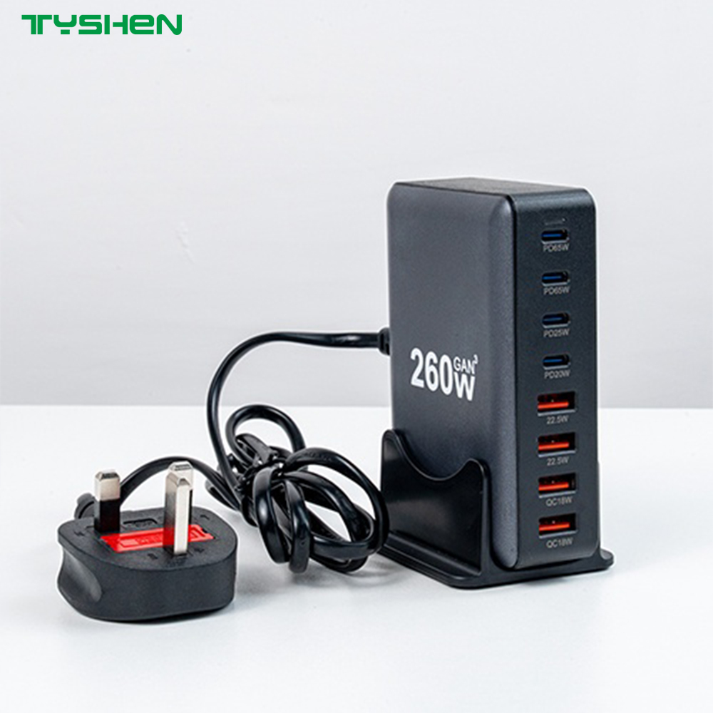 260W 8-Port Fast Charging Station phone/laptop Desktop Charger US/EU/AU/KR Fast Charger