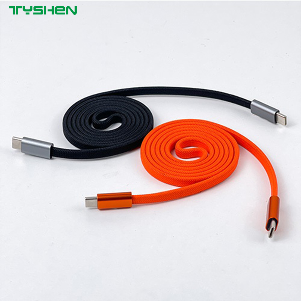 100W Magnetic Braided Flat USB-C to USB-C Fast Charging Cable for Laptop/Phone