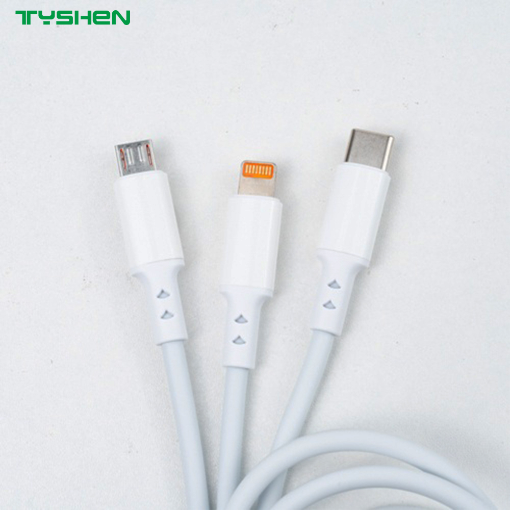 60W 3 in 1 Fast Charging Cable USB-C Lightning Micro USB Multi Charger Cable