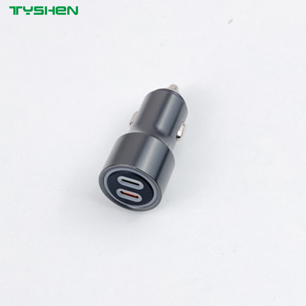 72W Dual USB-C Aluminum Car Charger PD Fast Charging Adapter