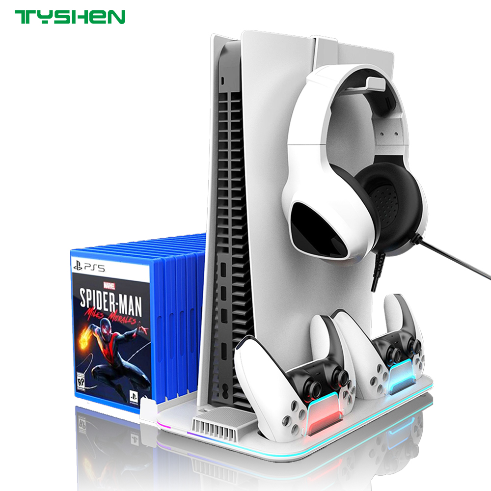 PS5 Charging Station with Cooling Fan and RGB Light