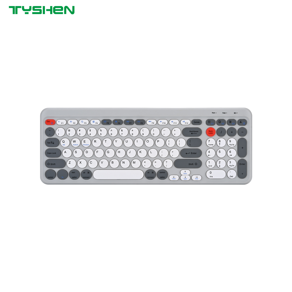 Round Keycaps Bluetooth Typing Keyboard with Tablet Stand Multi Device