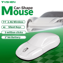 2.4G Wireless Car Shape Mouse Silent USB Optical Mouse White Minimalist Design
