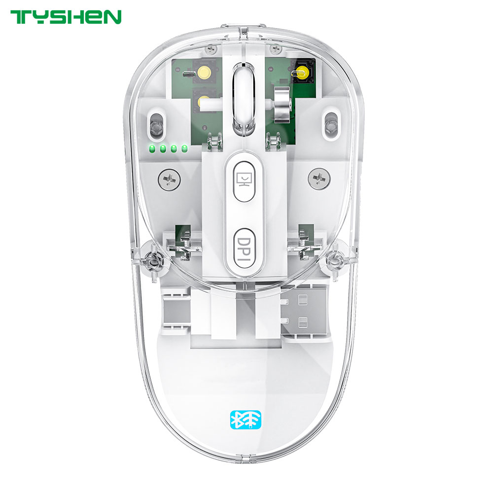 Transparent 2.4G & Bluetooth Dual-Mode 6 Keys Adjustable DPI Type-C Mouse