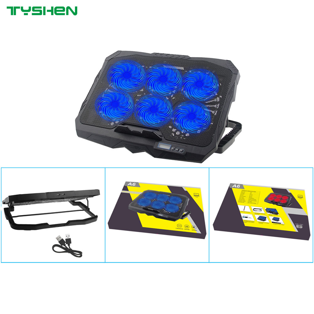 6 Fan Laptop Cooling Stand Adjustable USB Port Laptop Cooler