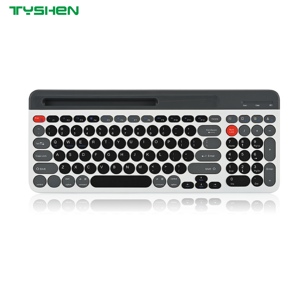 Retro Round Keycap Wireless Keyboard Multi-Device Bluetooth Full Size