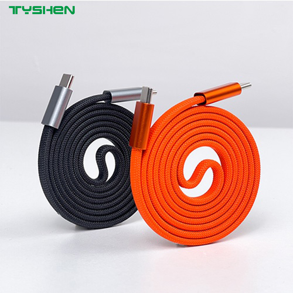 100W Magnetic Braided Flat USB-C to USB-C Fast Charging Cable for Laptop/Phone