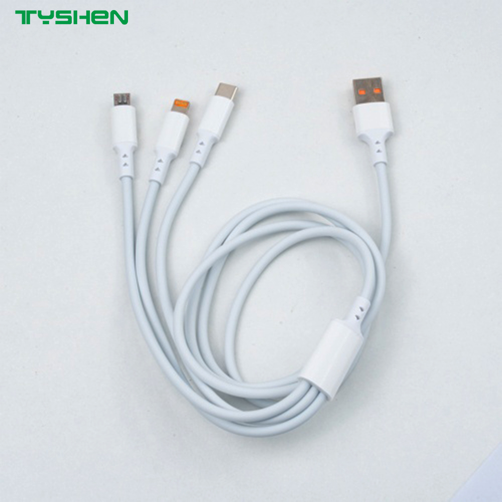 60W 3 in 1 Fast Charging Cable USB-C Lightning Micro USB Multi Charger Cable
