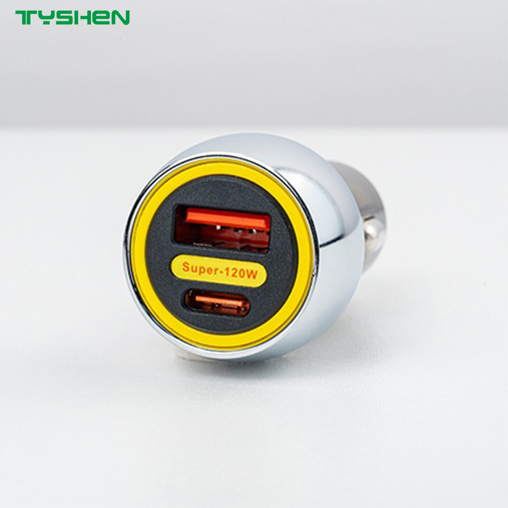 55W Transparent USB-C Fast Car Charger PPS QC Dual Port Adapter