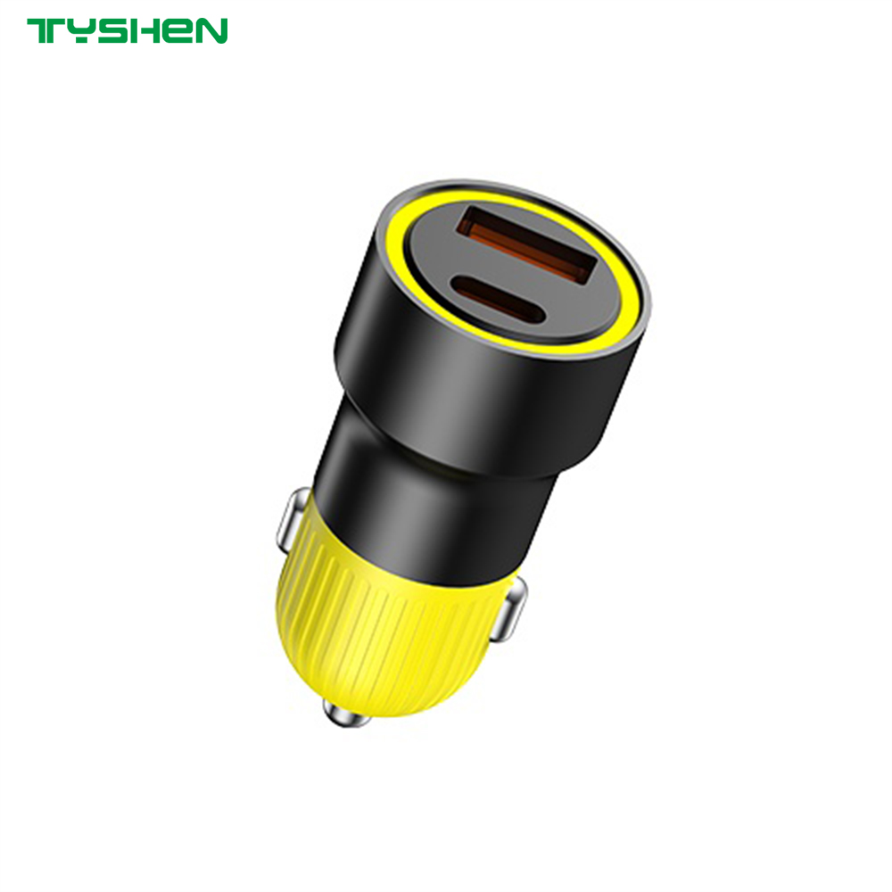 50W Dual Port USB-C USB-A Fast Car Charger Aluminum Alloy Adapter