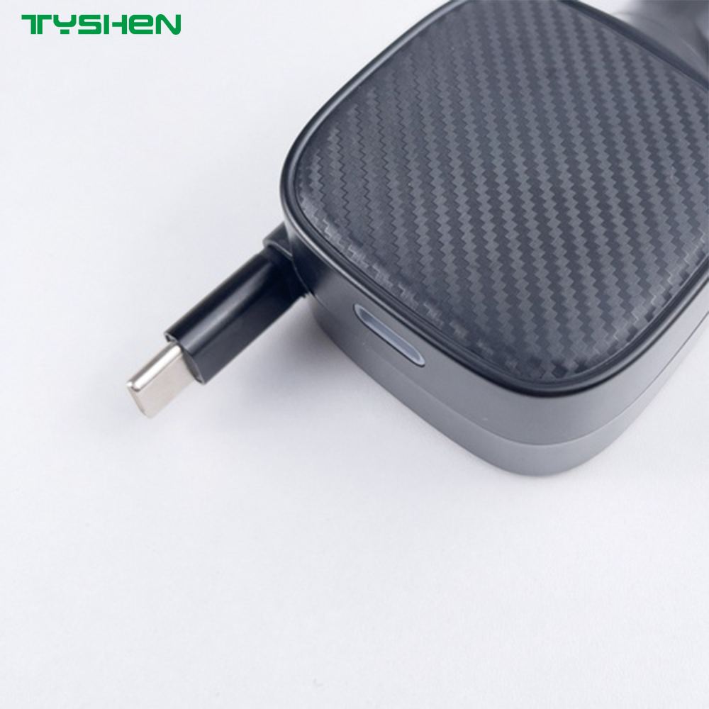 52.5W Dual USB-C Car Charger Retractable Cable PD PPS QC Fast Charging