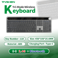 Wireless 110 Keys Office Keyboard OEM Supplier Bluetooth 2.4G Knob Control Rechargeable