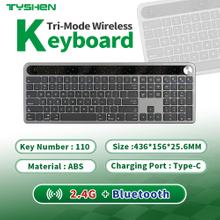 Wireless 110 Keys Office Keyboard OEM Supplier Bluetooth 2.4G Knob Control Rechargeable