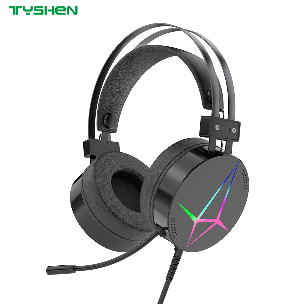 RGB Wired Headset 50mm Stereo Headphones With Noise Cancelling Microphone USB 3.5mm