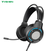 RGB Light Wired Headphones 50mm HiFi With Flexible Microphone For PC