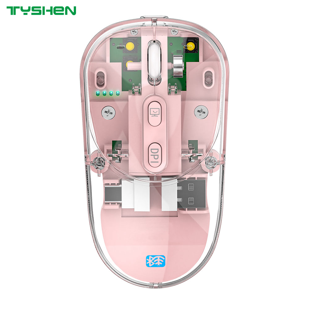 Transparent 2.4G & Bluetooth Dual-Mode 6 Keys Adjustable DPI Type-C Mouse