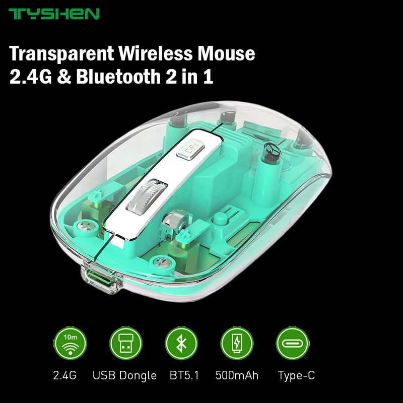 Portable Crystal Shell Dual-Mode Wireless Computer Mouse