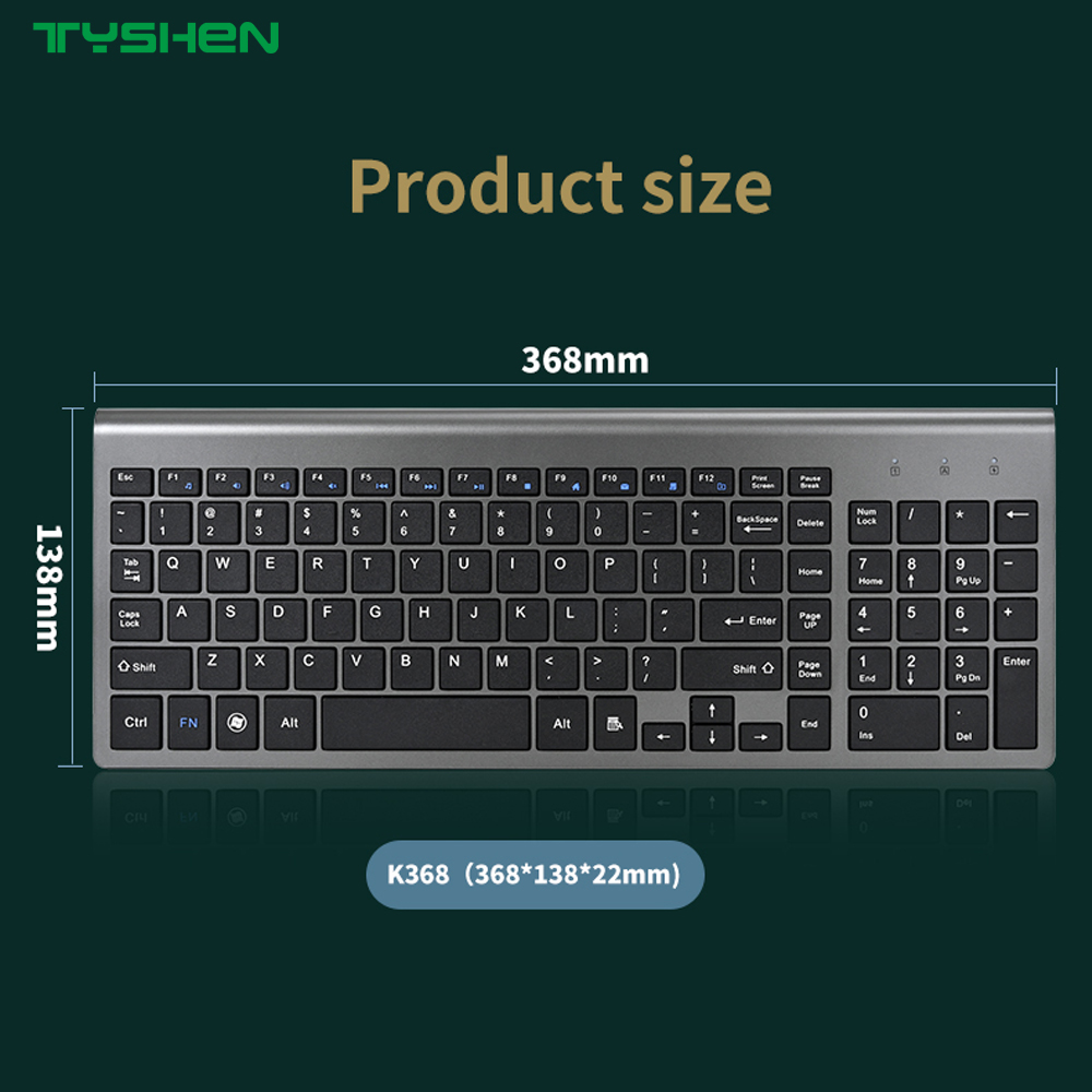 Wireless Full Size Keyboard with Numeric Keypad and Multi-Device Bluetooth 2.4G