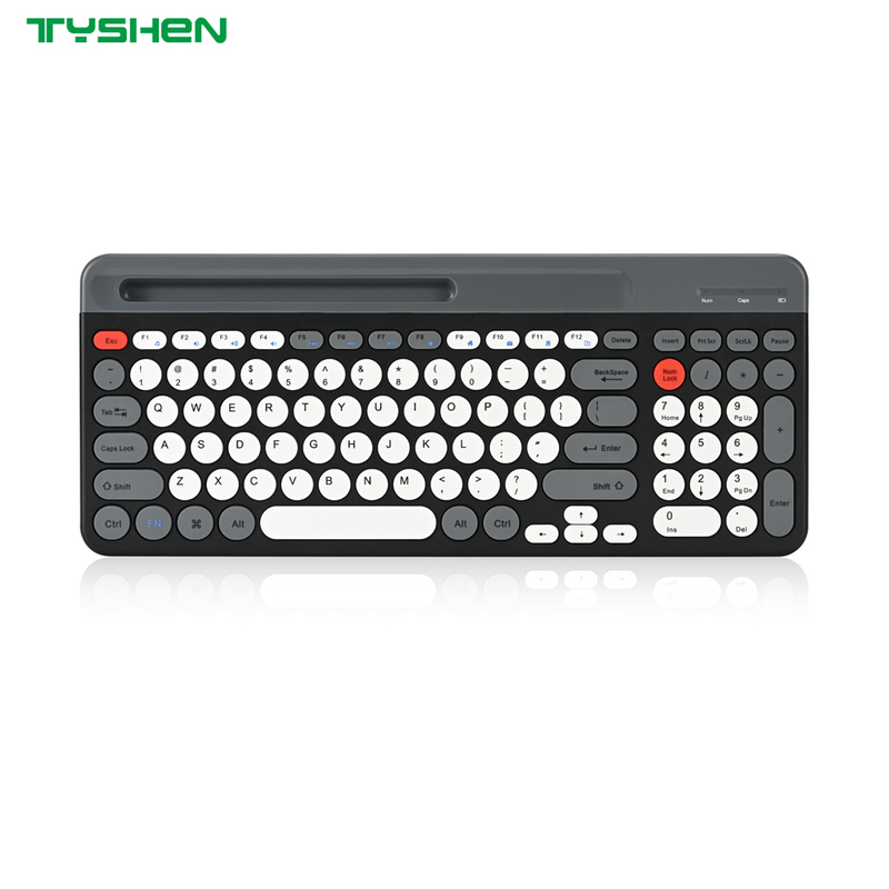 Retro Round Keycap Wireless Keyboard Multi-Device Bluetooth Full Size