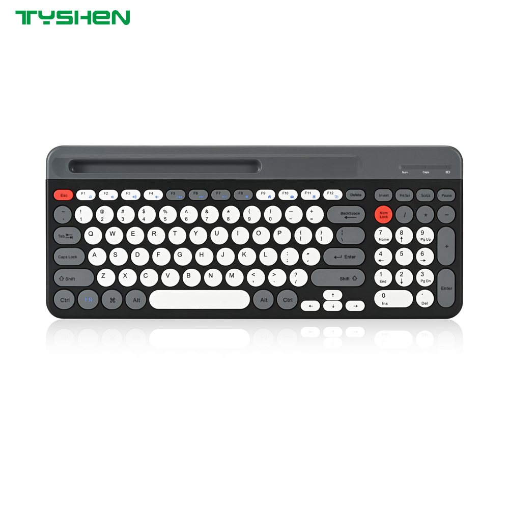 Retro Round Keycap Wireless Keyboard Multi-Device Bluetooth Full Size
