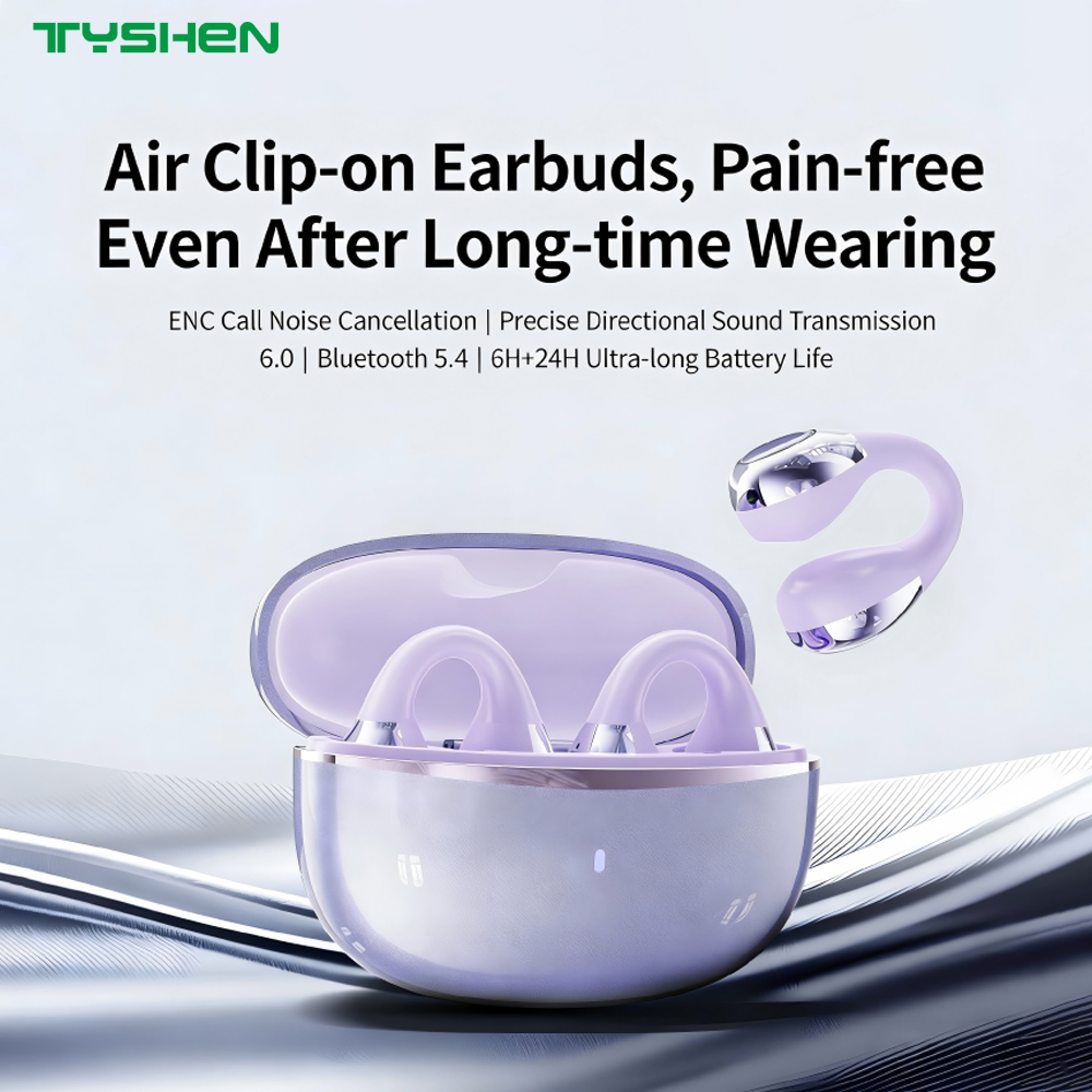 Open Ear Clip Headset with Bluetooth 6.0 Stable Connection Wireless Audio