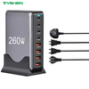 260W 8-Port Fast Charging Station phone/laptop Desktop Charger US/EU/AU/KR Fast Charger