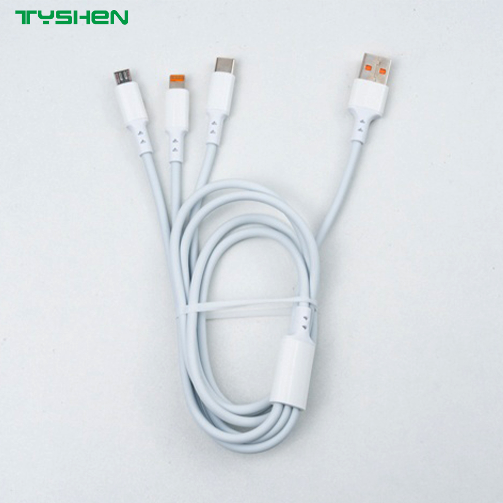 60W 3 in 1 Fast Charging Cable USB-C Lightning Micro USB Multi Charger Cable