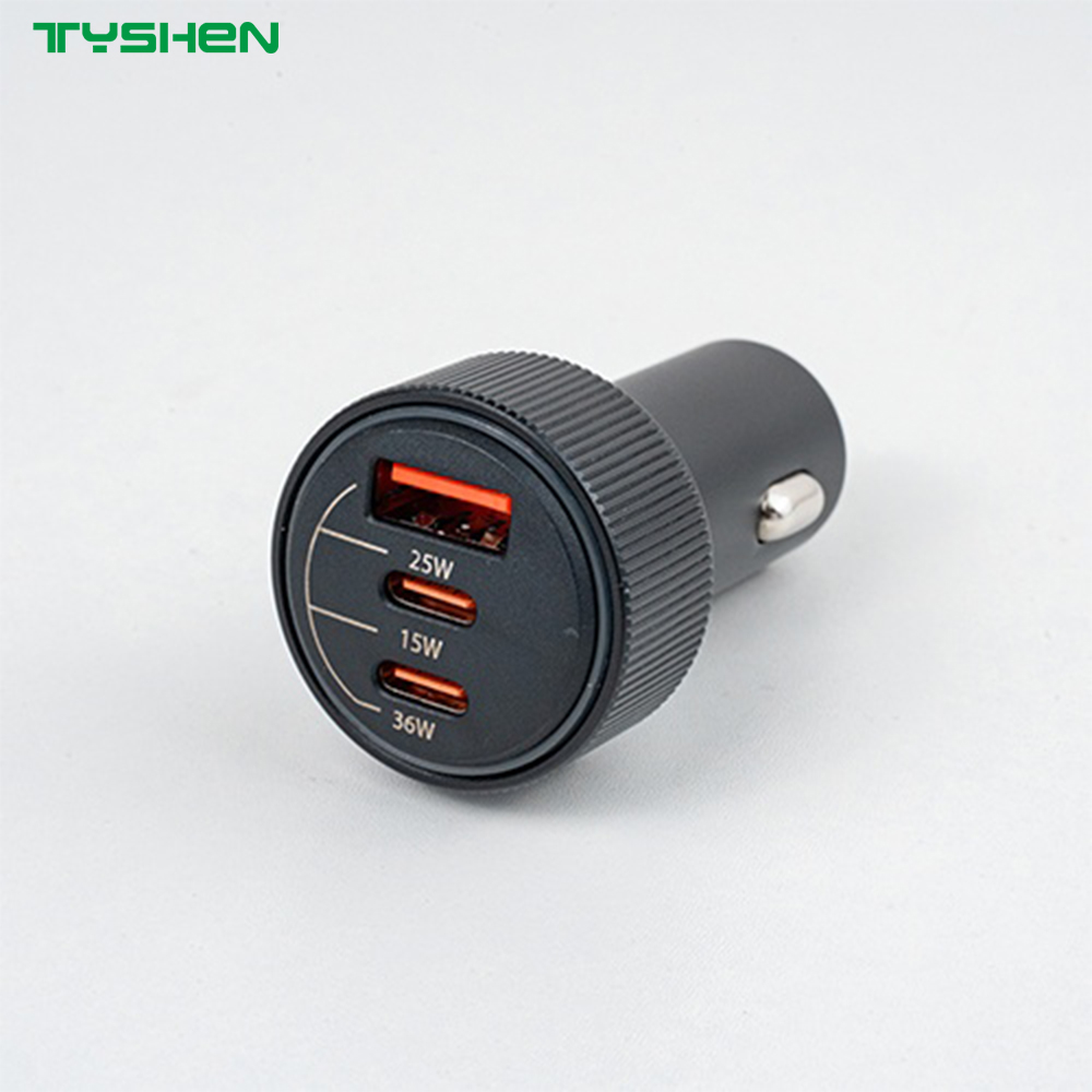 70W 2C1A Aluminum Fast Car Charger PD/PP.S Triple Port USB-C Car Adapter