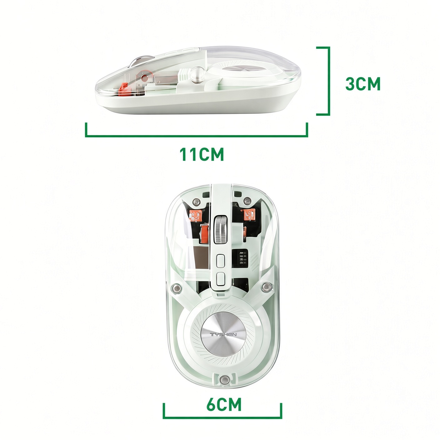 Transparent Wireless Rechargeable Mouse with Magnetic Cover