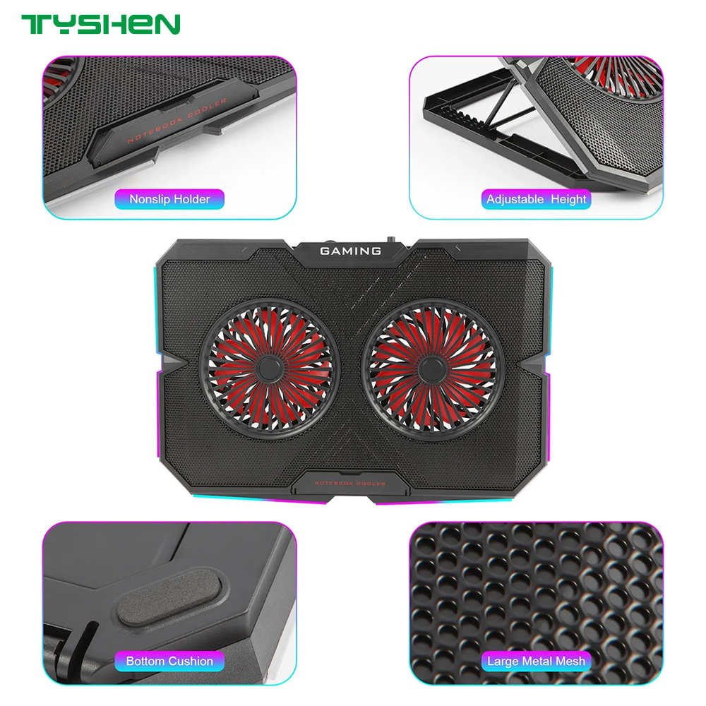 RGB Gaming Laptop Cooler with RGB Lights and Dual USB Ports