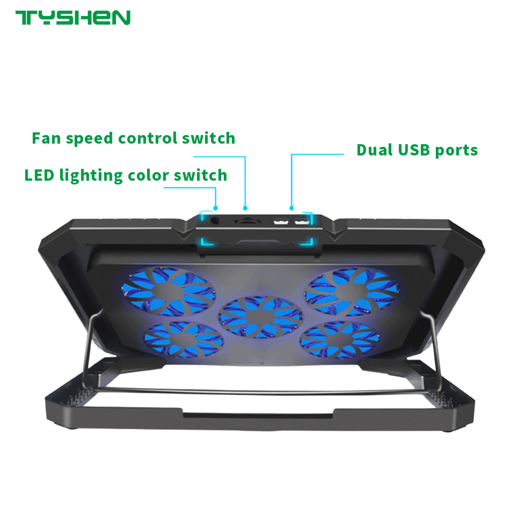 RGB Gaming Laptop Cooling Pad with 5 Fans and 7 Adjustable Heights