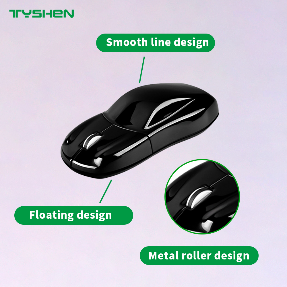 2.4G Wireless Car Shape Mouse Silent Click USB Optical Mouse Black OEM