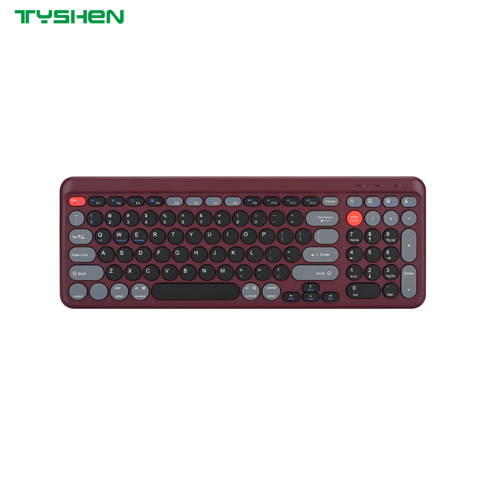 Round Keycaps Bluetooth Typing Keyboard with Tablet Stand Multi Device