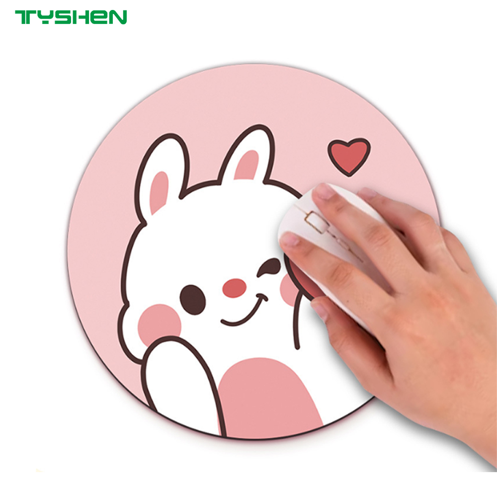 Stitched Edge Anime Round Mouse Pad 200mm with Anti-Slip Rubber Base