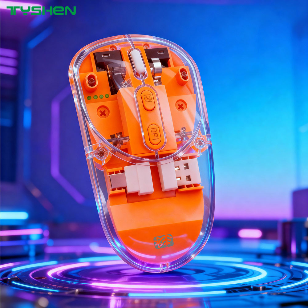 Transparent 2.4G & Bluetooth Dual-Mode 6 Keys Adjustable DPI Type-C Mouse