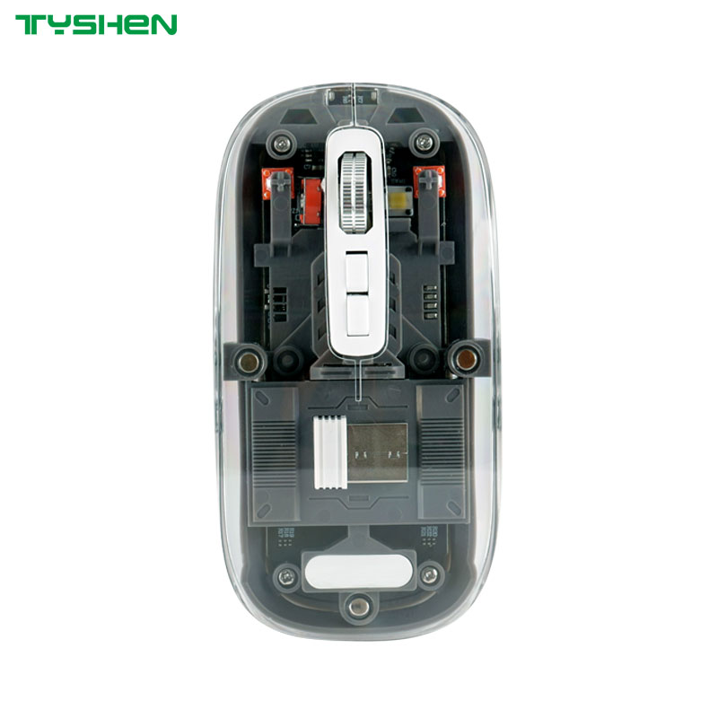 Crystal Transparent 2.4G & Bluetooth Dual-Mode 6 Keys Adjustable DPI Computer Mouse