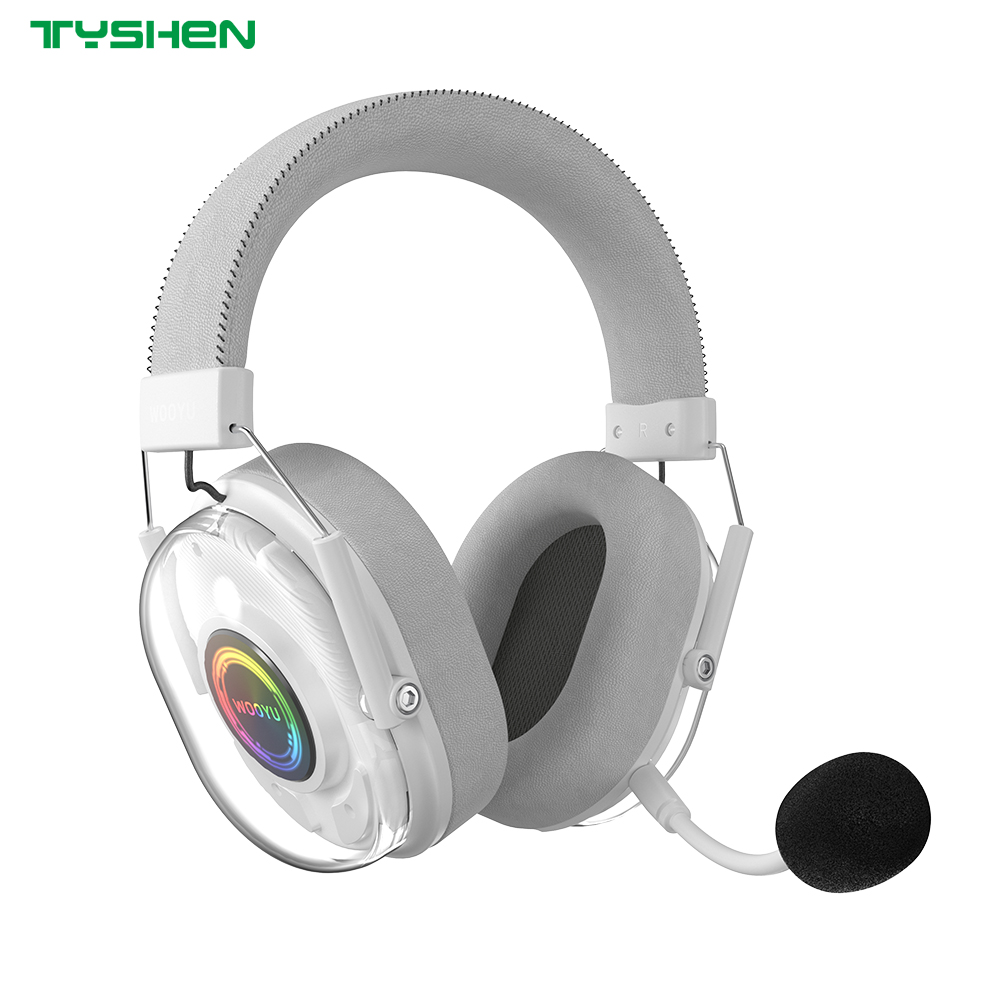 Bluetooth 6.0 2.4G Wireless RGB Gaming Headset Foldable Mic Low Latency