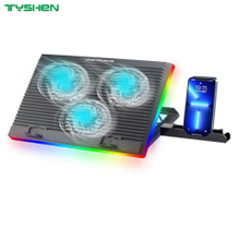 Adjustable 3-Fan Laptop Cooling Pad with Phone Holder