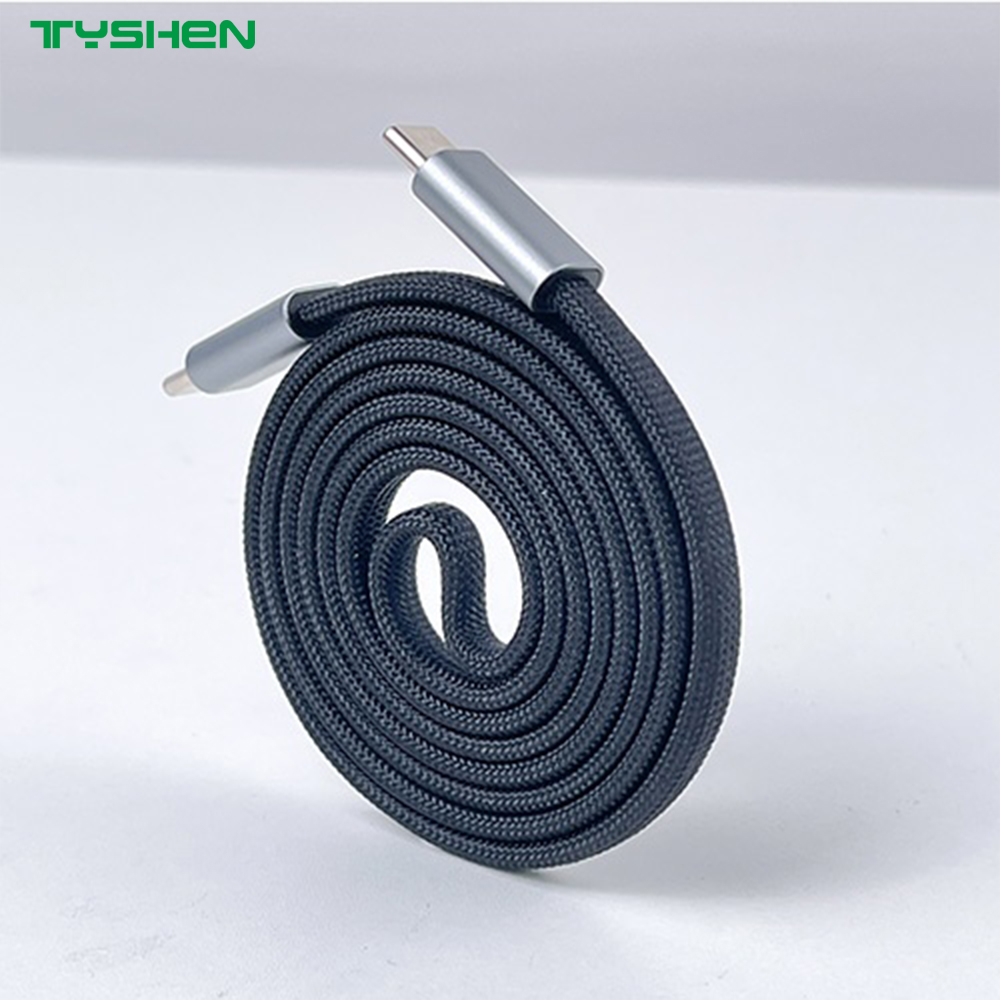 100W Magnetic Braided Flat USB-C to USB-C Fast Charging Cable for Laptop/Phone
