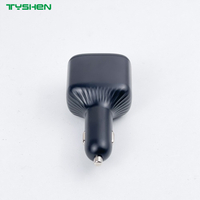 80W Digital Display Car Charger Retractable Cable USB-A USB-C Fast Charging