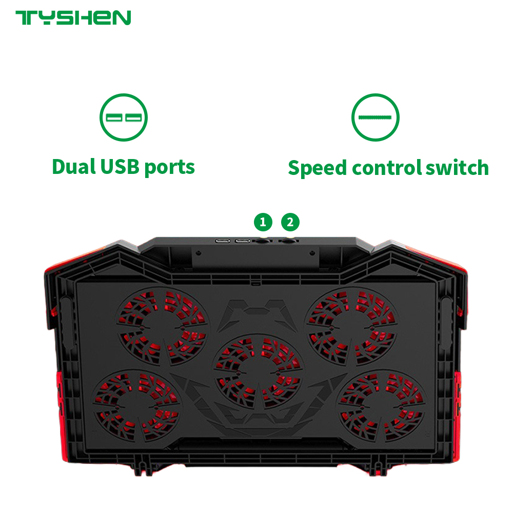 RGB 17 Inch Gaming Laptop Cooling Pad with 5 Fans and 5-Level Stand