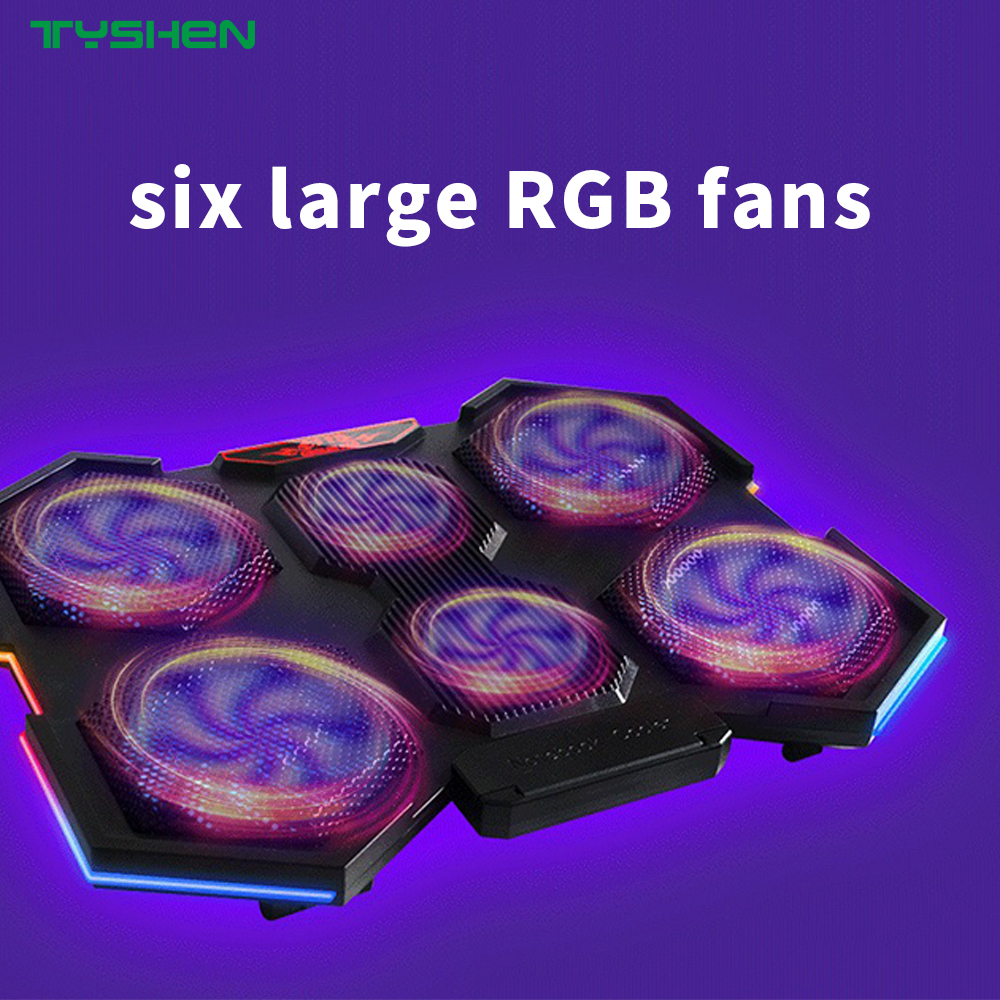 RGB Gaming Cooling Pad with 6 Fans and RGB Light Bars