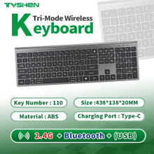 Tri-Mode Wireless 110 Keys Office Keyboard OEM Supplier Bluetooth 2.4G Rechargeable