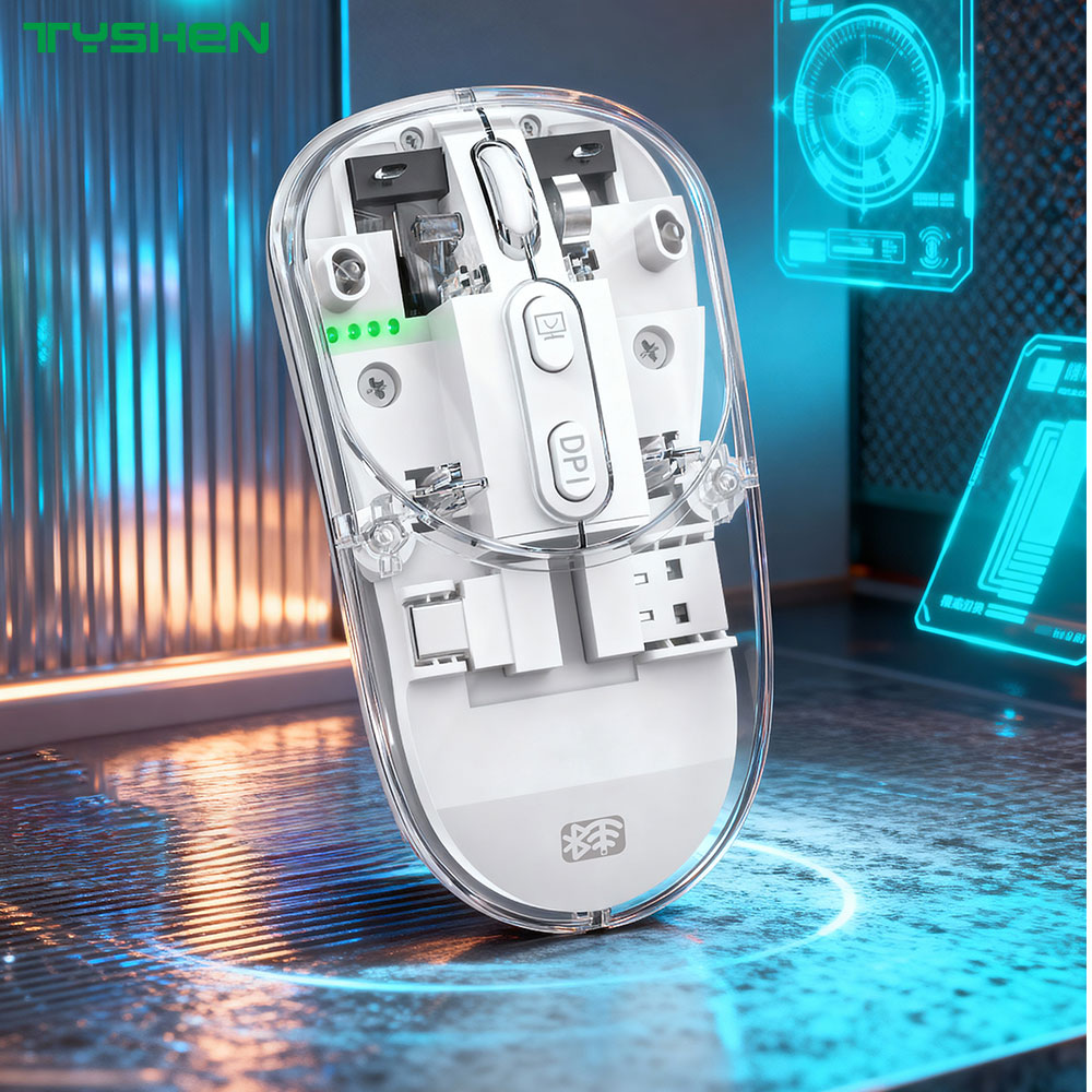 Transparent 2.4G & Bluetooth Dual-Mode 6 Keys Adjustable DPI Type-C Mouse