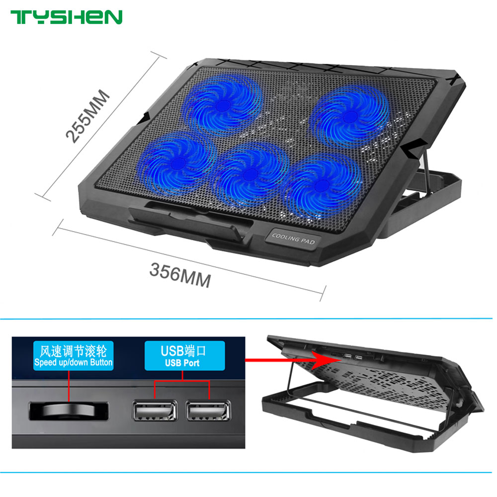 Adjustable 5 Fan Speed USB Laptop Cooling Stand