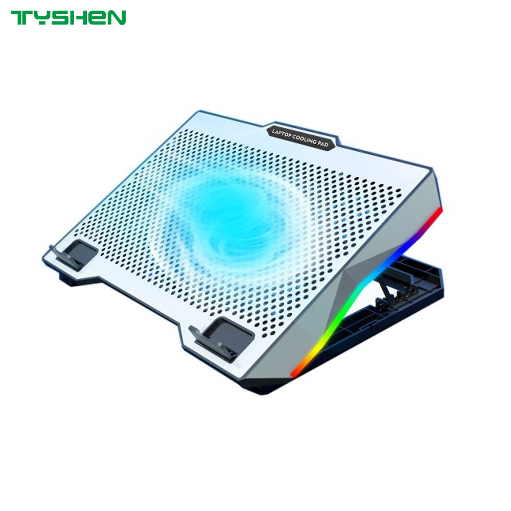 RGB Single-Fan Adjustable Gaming Laptop Cooling Fan with Phone Holder & Dual USB