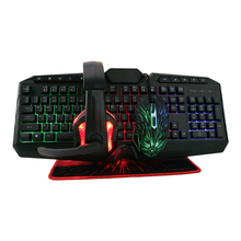 Wired 4 in One Gaming Combo PC RGB LED Light Table Keyboard Mouse Headphone and Mouse Pad Best OEM All in One Computer Combo