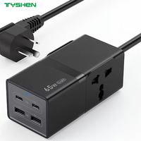 65W Charger 2C2A Multi-Port Charger with AC Socket EU/US/UK Plug OEM Manufacturer